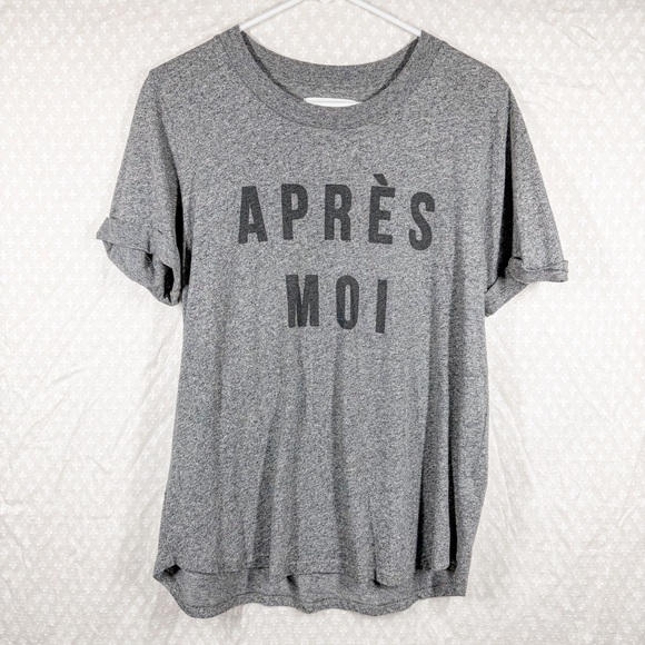 Anthropologie Sol Angeles Heather Grey Apres Moi Graphic Print Top - Picture 2 of 6